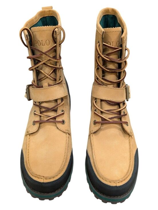 Polo Ralph Lauren Woolton Men’s Tan Leather Boots w/ Black & Green Accents – 13D main image 6